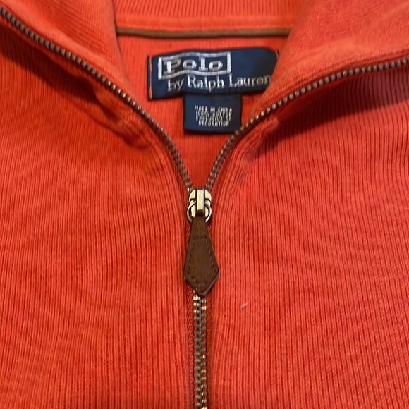 Men’s Polo Ralph Lauren Burnt Orange Quarter-zip Sweater, Size Medium - Picture 4 of 6